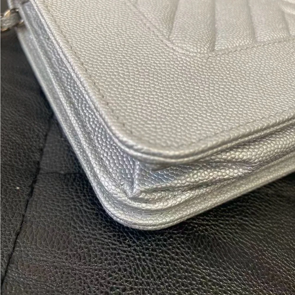 CHANEL WALLET ON CHAIN SILVER CAVIAR - Picture 6 of 11